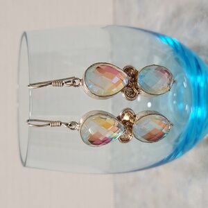 Iridescent crystal dangle earrings